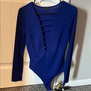 Haute Monde Royal Blue Ladder Cutout Bodysuit